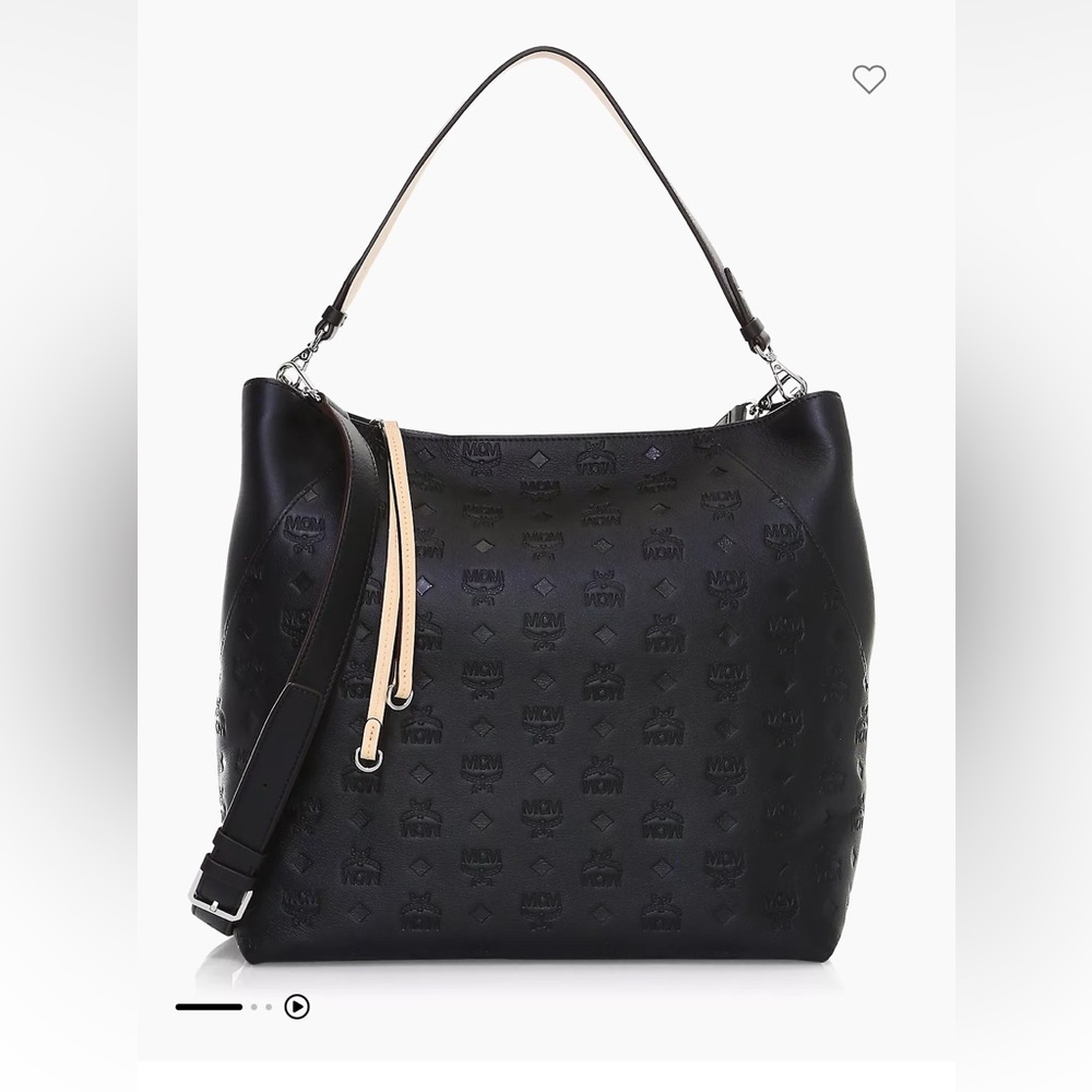 MCM Large Klara Monogrammed Black Leather Hobo